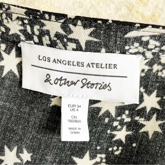 Los Angeles Atelier & Other Stories Size 4 Dress Moon Stars Black Long Sleeve - Picture 3 of 9